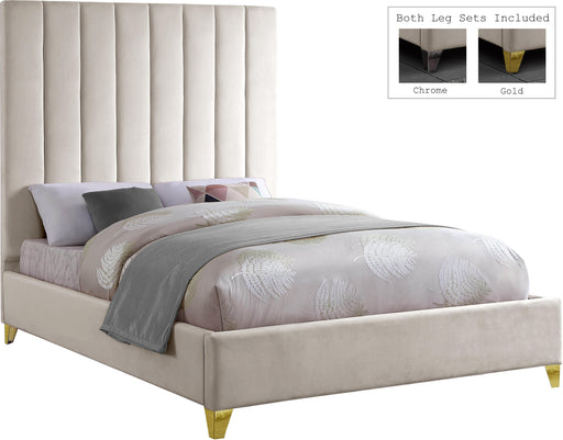 Via Cream Velvet King Bed - Dinettes Plus Furniture
