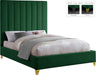 Via Green Velvet Queen Bed - Dinettes Plus Furniture