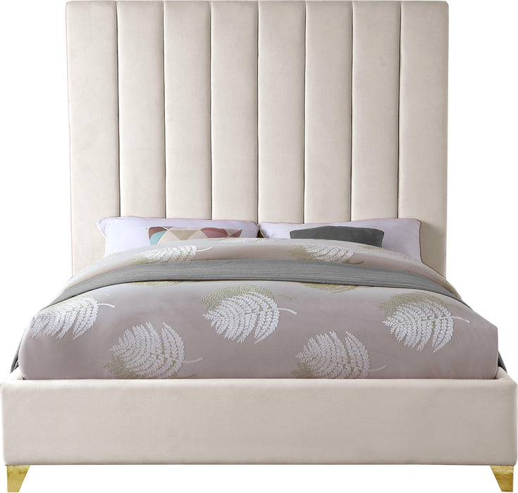 Via Cream Velvet Queen Bed - Dinettes Plus Furniture