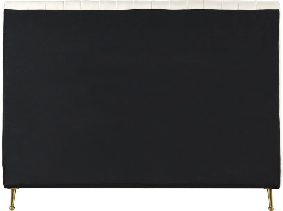 Zara Cream Velvet Queen Bed (3 Boxes) - Dinettes Plus Furniture