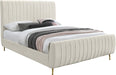 Zara Cream Velvet Queen Bed (3 Boxes) - Dinettes Plus Furniture