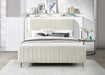 Zara Cream Velvet Queen Bed (3 Boxes) - Dinettes Plus Furniture