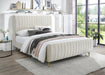 Zara Cream Velvet Queen Bed (3 Boxes) - Dinettes Plus Furniture