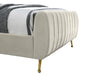 Zara Cream Velvet Queen Bed (3 Boxes) - Dinettes Plus Furniture