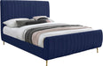 Zara Navy Velvet Queen Bed (3 Boxes) - Dinettes Plus Furniture