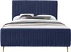 Zara Navy Velvet Queen Bed (3 Boxes) - Dinettes Plus Furniture