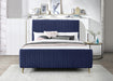 Zara Navy Velvet Queen Bed (3 Boxes) - Dinettes Plus Furniture