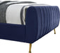 Zara Navy Velvet Queen Bed (3 Boxes) - Dinettes Plus Furniture