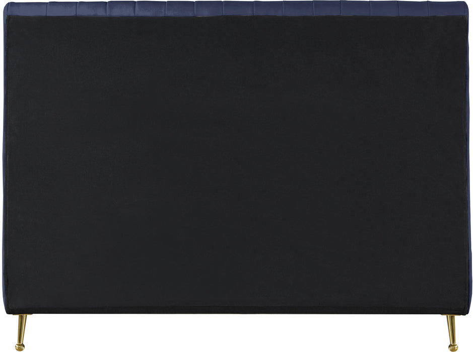 Zara Navy Velvet Queen Bed (3 Boxes) - Dinettes Plus Furniture