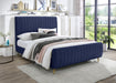 Zara Navy Velvet Queen Bed (3 Boxes) - Dinettes Plus Furniture