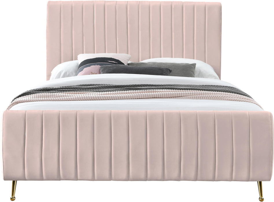 Zara Pink Velvet King Bed (3 Boxes)