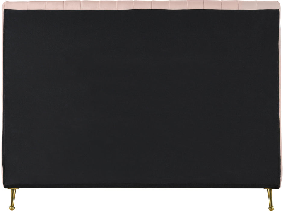 Zara Pink Velvet Queen Bed (3 Boxes) - Dinettes Plus Furniture