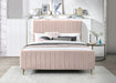 Zara Pink Velvet Queen Bed (3 Boxes) - Dinettes Plus Furniture