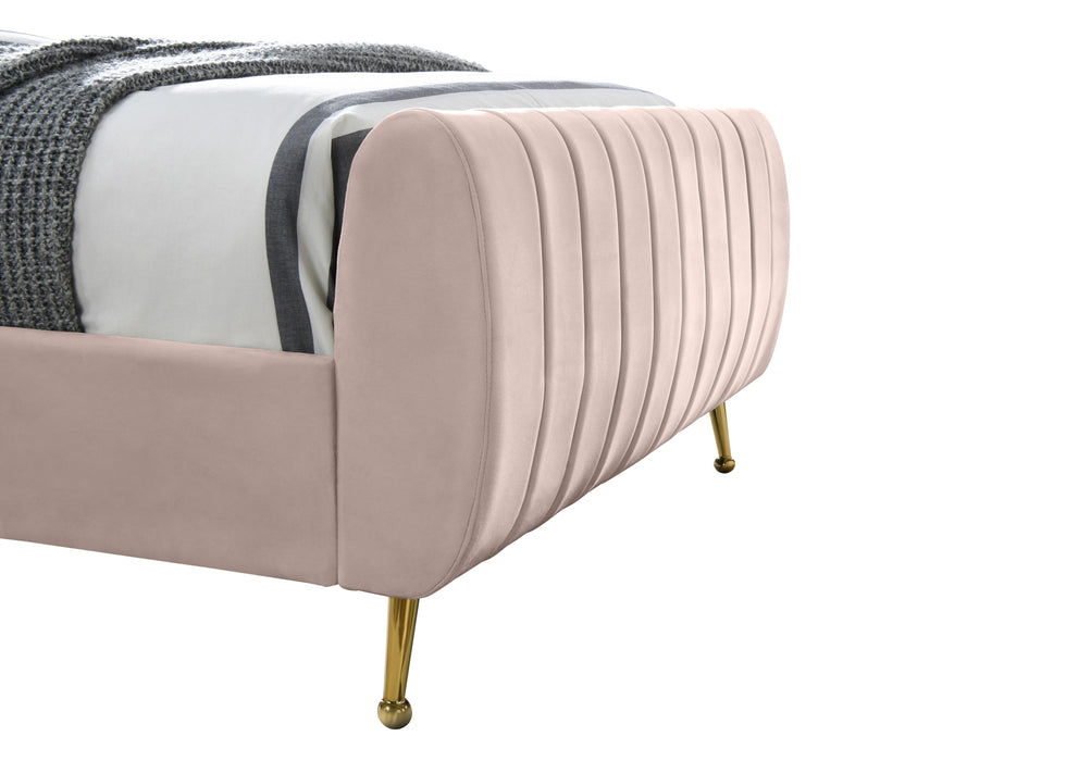 Zara Pink Velvet Queen Bed (3 Boxes) - Dinettes Plus Furniture