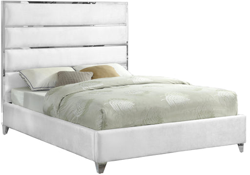 Zuma White Velvet King Bed image