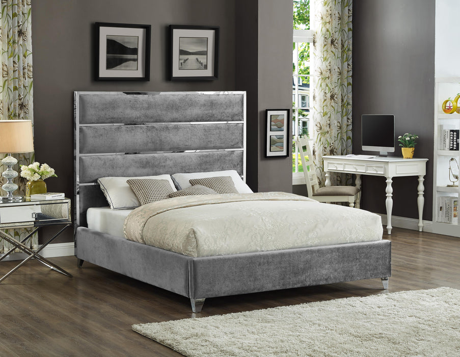 Zuma Grey Velvet King Bed