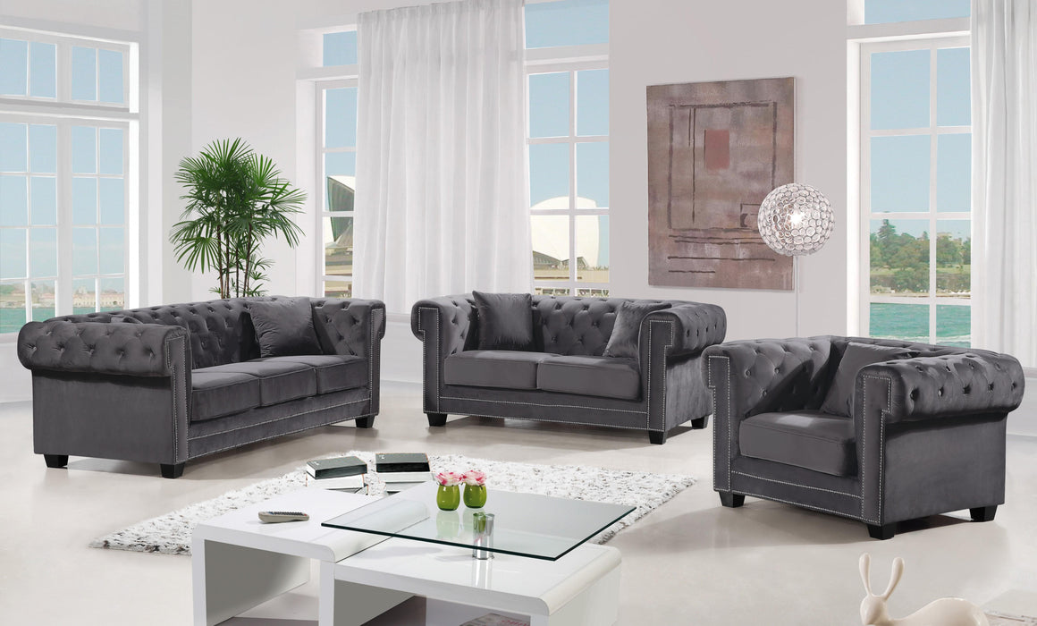 Bowery Grey Velvet Sofa - Dinettes Plus Furniture