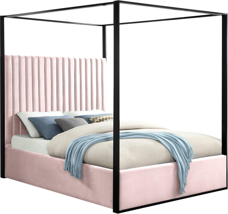 Jax Pink Velvet Queen Bed - Dinettes Plus Furniture