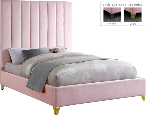 Via Pink Velvet Queen Bed - Dinettes Plus Furniture