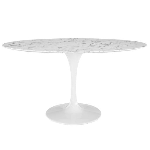 Lippa 60" Oval Artificial Marble Dining Table image
