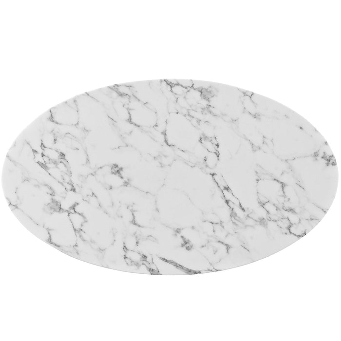 Lippa 48" Oval-Shaped Artificial Marble Coffee Table