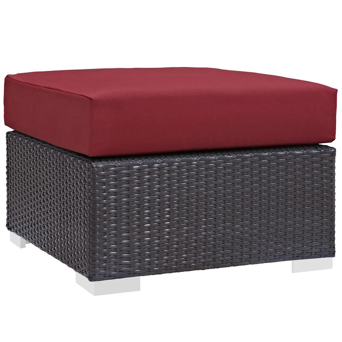 Convene Outdoor Patio Fabric Square Ottoman