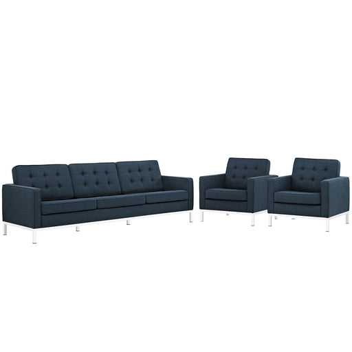 Loft 3 Piece Upholstered Fabric Sofa and Armchair Set image