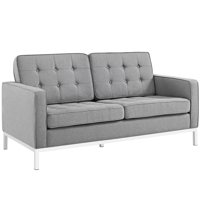 Loft 2 Piece Upholstered Fabric Sofa and Loveseat Set