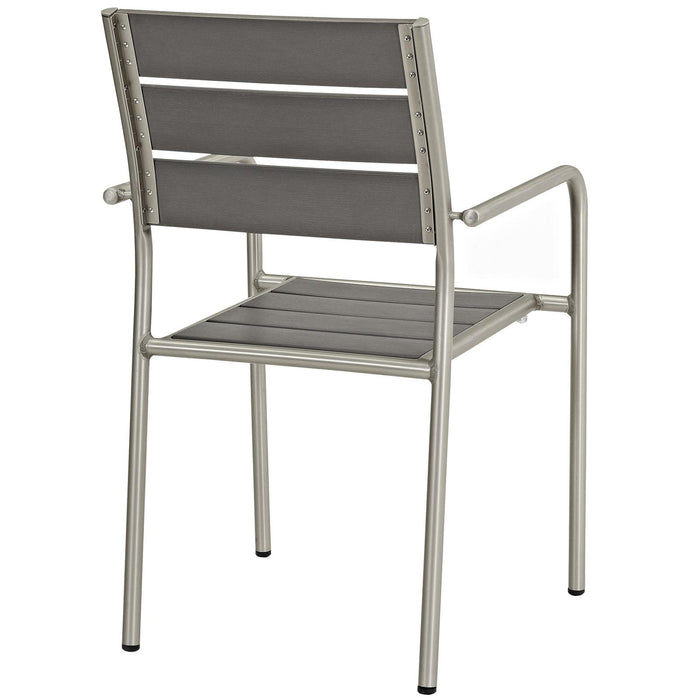 Shore Outdoor Patio Aluminum Dining Rounded Armchair