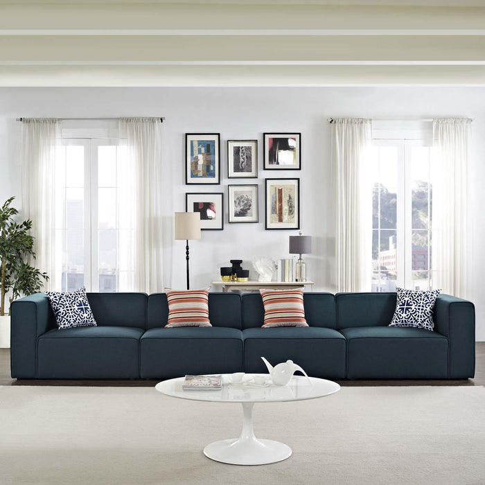 Mingle 4 Piece Upholstered Fabric Sectional Sofa Set