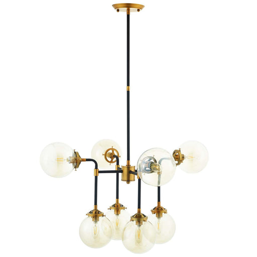 Ambition Amber Glass And Antique Brass 8 Light Pendant Chandelier image