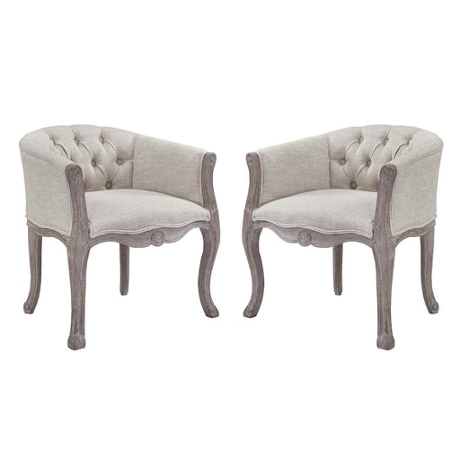 Crown Vintage French Upholstered Fabric Dining Armchair Set of 2 image