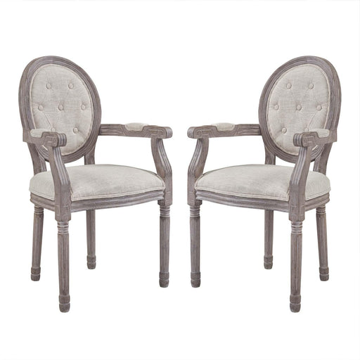 Arise Vintage French Upholstered Fabric Dining Armchair Set of 2 image