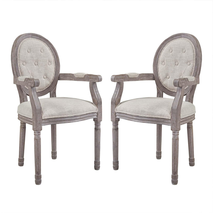 Arise Vintage French Upholstered Fabric Dining Armchair Set of 2 image