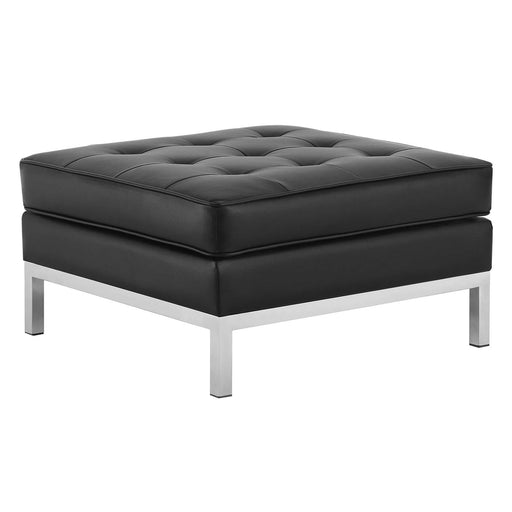 Loft Tufted Upholstered Faux Leather Ottoman image