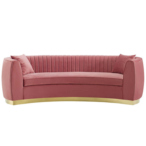 Enthusiastic Vertical Channel Tufted Curved Performance Velvet Sofa image