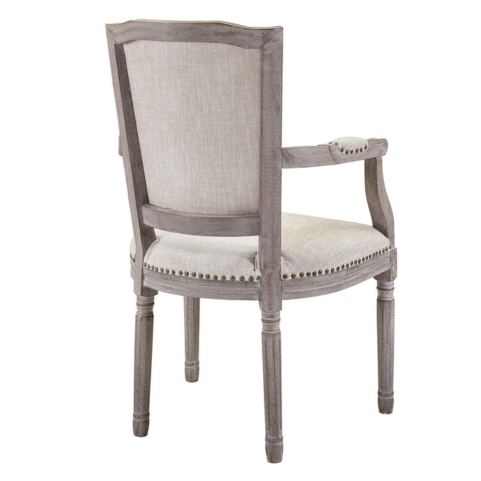 Penchant Vintage French Upholstered Fabric Dining Armchair