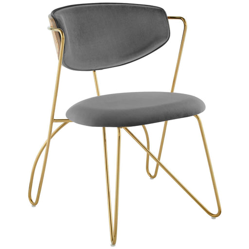 Prevail Gold Stainless Steel Dining and Accent Performance Velvet Chair image
