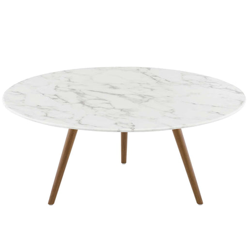 Lippa 36" Round Artificial Marble Coffee Table with Tripod Base image