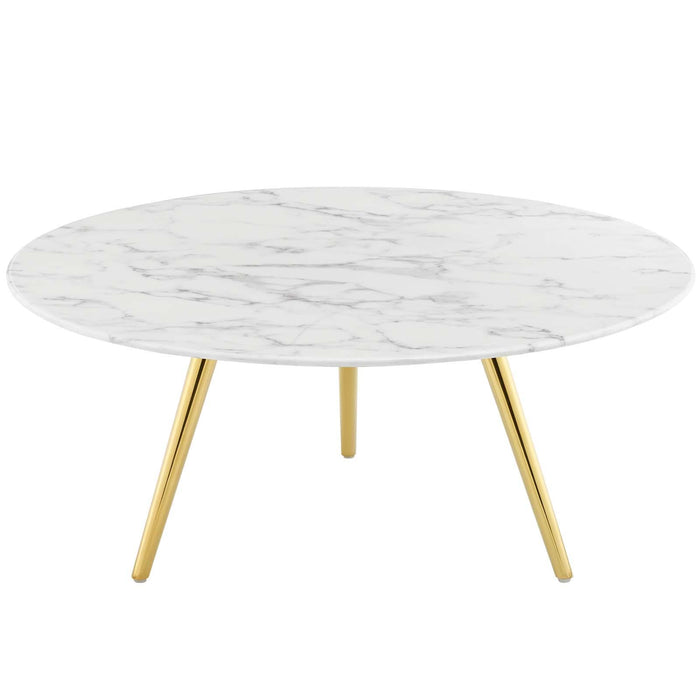 Lippa 36" Round Artificial Marble Coffee Table with Tripod Base
