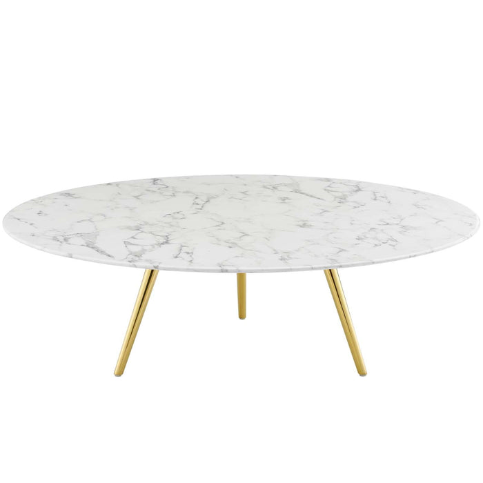 Lippa 47" Round Artificial Marble Coffee Table with Tripod Base