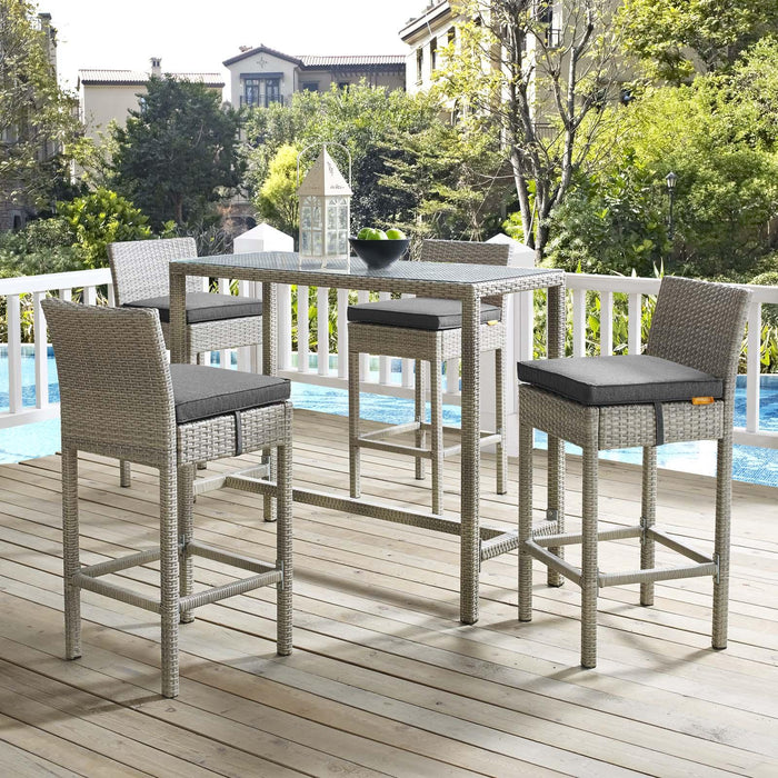 Conduit Bar Stool Outdoor Patio Wicker Rattan Set of 4