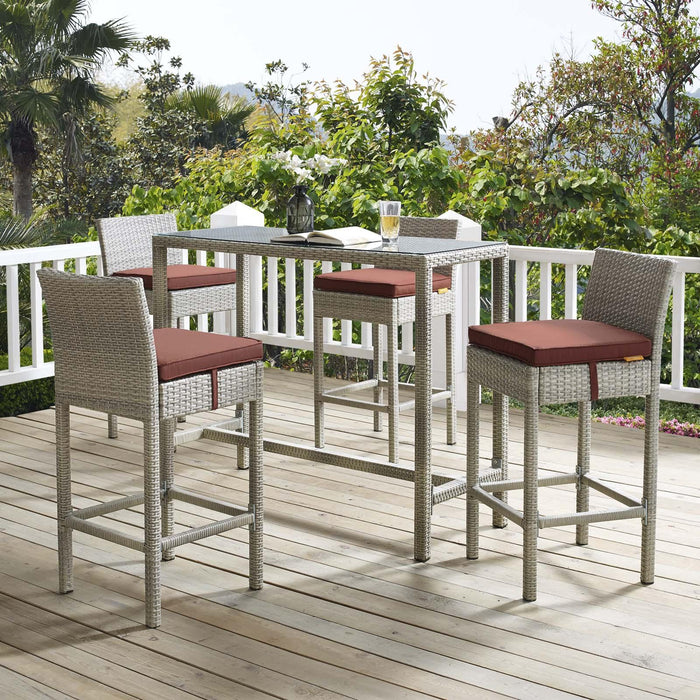 Conduit Bar Stool Outdoor Patio Wicker Rattan Set of 4