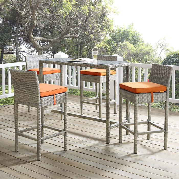 Conduit Bar Stool Outdoor Patio Wicker Rattan Set of 4