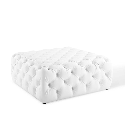 Amour Tufted Button Large Square Faux Leather Ottoman image
