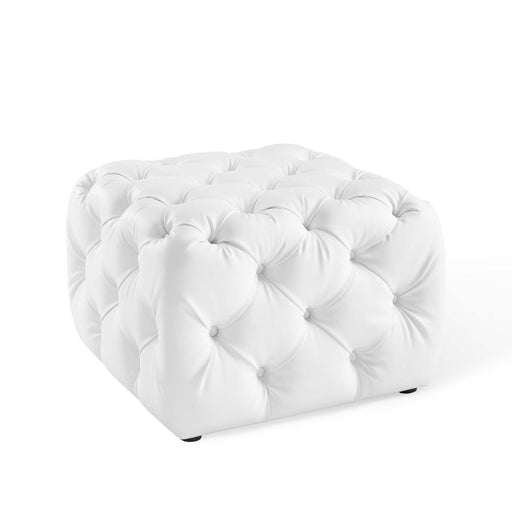 Amour Tufted Button Square Faux Leather Ottoman image