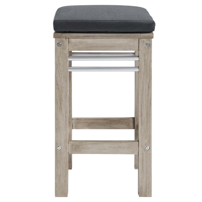 Wiscasset Outdoor Patio Acacia Wood Bar Stool Set of 2