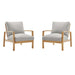 Orlean Outdoor Patio Eucalyptus Wood Lounge Armchair Set of 2 image