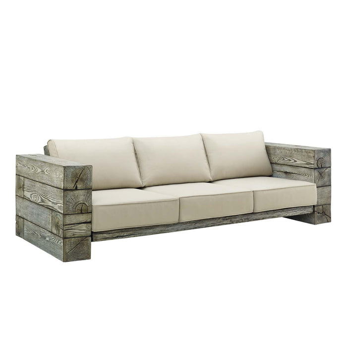 Manteo Rustic Coastal Outdoor Patio Sunbrella� Sofa and Fire Pit Set