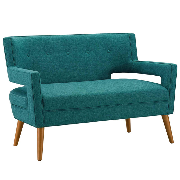 Sheer Upholstered Fabric Loveseat and Armchair Set